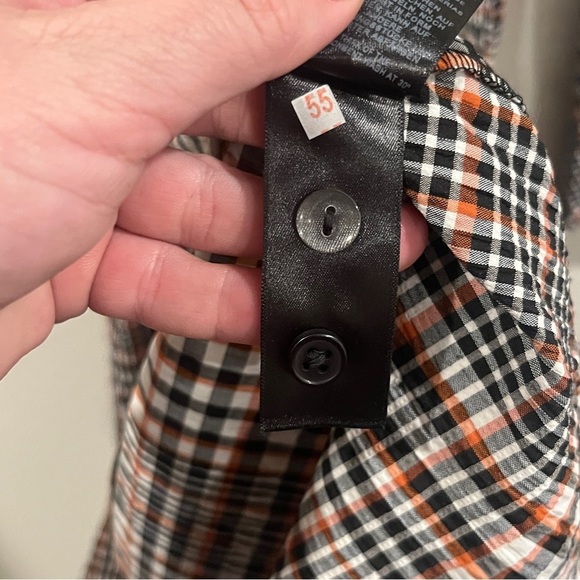 ASOS size 6 plaid maxi length wrap dress orange blue white puff sleeve - Picture 9 of 10